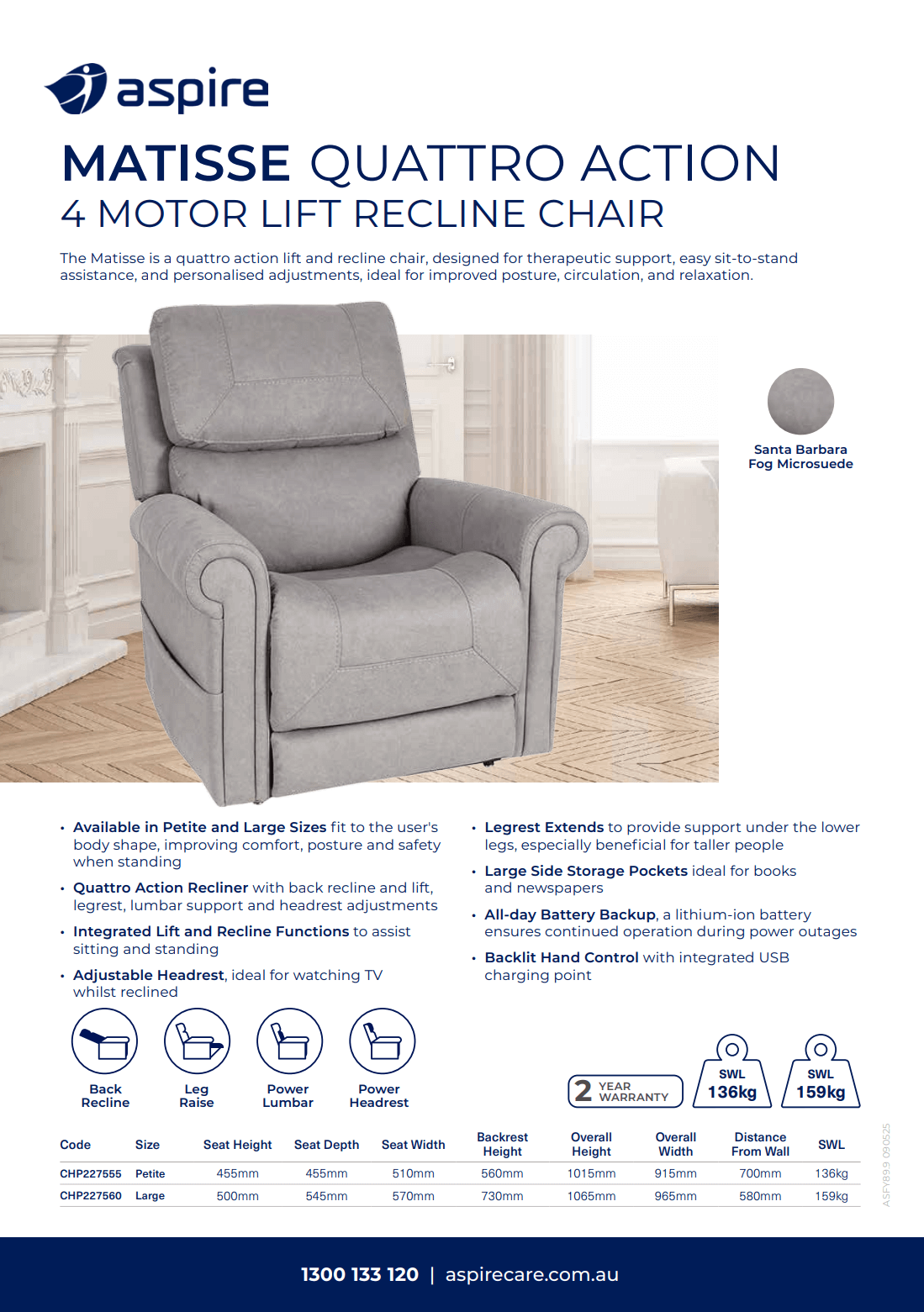 Aspire Matisse Lift Recline Chair Flyer