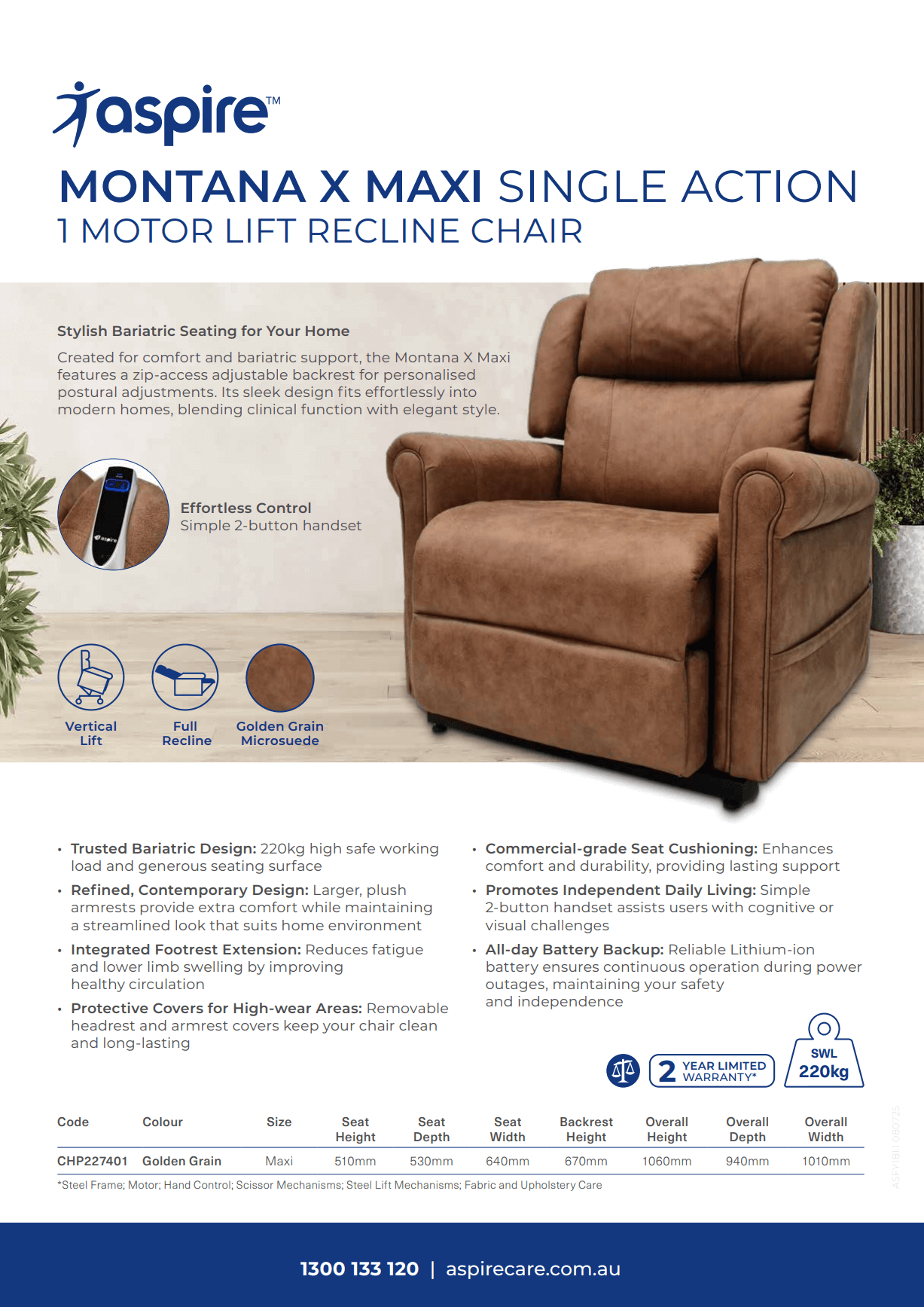 Aspire Montana X Maxi Lift Recline Chair Flyer