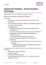 NDIS General Assessment Template